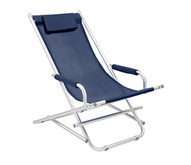 Μπλέ Πτυσσόμενη Σεζλόνγκ Αλουμινίου Με Διάτρητο Ύφασμα