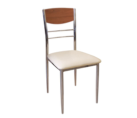 DINO Καρέκλα Τραπεζαρίας Κουζίνας, Μέταλλο Χρώμιο Κερασί, Pvc Εκρού