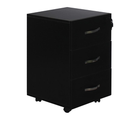 UNIT Συρταριέρα Γραφείου, 3 Συρτάρια, Τροχήλατη, Melamine Απόχρωση Μαύρο
