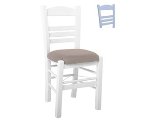 ΣΙΦΝΟΣ Καρέκλα Οξιά Βαφή Εμποτισμού Λάκα Γκρι, Κάθισμα Pu Cappuccino