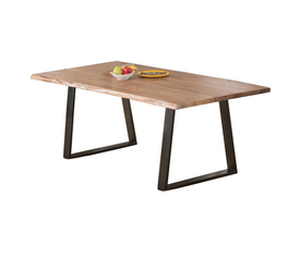 LIZARD-W Τραπέζι Τραπεζαρίας, Μέταλλο Βαφή Μαύρο, Ξύλο Ακακία Φυσικό