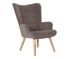 ALMA Πολυθρόνα - Μπερζέρα Σαλονιού - Καθιστικού Φυσικό Ύφασμα Καφέ Velure, K/D
