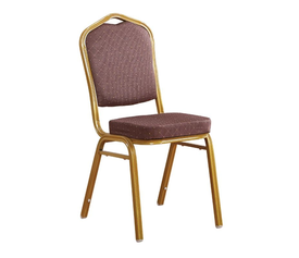 HILTON Καρέκλα Μέταλλο Βαφή Gold, Ύφασμα Καφέ