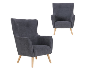 DALIA Πολυθρόνα - Μπερζέρα Ύφασμα Σκούρο Γκρι