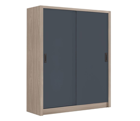 VANITY Ντουλάπα Δίφυλλη - Συρόμενη, Αποχρώσεων Sonoma Oak & Grey