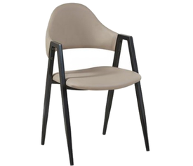 DELTA Πολυθρόνα Μέταλλο Βαφή Μαύρο, Pu Cappuccino