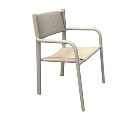 DENVER Πολυθρόνα Dining Στοιβαζόμενη, Αλουμίνιο - Rope Wicker Μπεζ