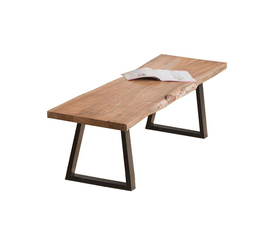 LIZARD Πάγκος Μέταλλο Βαφή Μαύρο, Ξύλο Ακακία Φυσικό