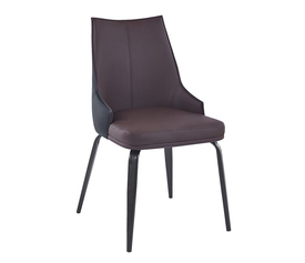 NORA Καρέκλα Τραπεζαρίας- Κουζίνας, Μέταλλο Βαφή Μαύρο, Pu Σκούρο Καφέ-Μαύρο