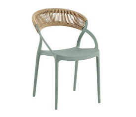 DORA Πολυθρόνα Στοιβαζόμενη, PP Πράσινο, Rope Wicker Φυσικό