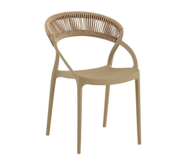 DORA Πολυθρόνα Στοιβαζόμενη, PP Tortora, Rope Wicker Φυσικό