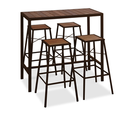 Σκουριά Μάτ Γαλβανισμένη Τραπεζαρία Μπάρ Σέτ 5 Τεμαχίων 116x50x106cm