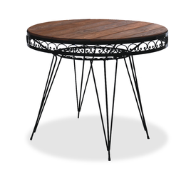 Γαλβανισμένο Στρογγυλό Τραπέζι Μασίφ Ø80 x H75cm με Σουηδικό Ξύλο