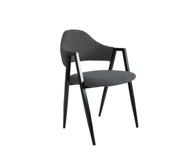 DELTA Πολυθρόνα Μέταλλο Βαφή Μαύρο, Ύφασμα Γκρι