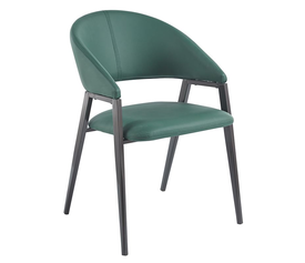 DELI Πολυθρόνα Μέταλλο Βαφή Μαύρο, Pu Forest Green