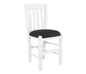 CASA Καρέκλα Οξιά Βαφή Εμποτισμού Άσπρο, Κάθισμα Pu Μαύρο