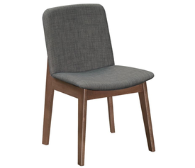 EMMA Καρέκλα Τραπεζαρίας Οξιά Καρυδί, Ύφασμα Γκρι