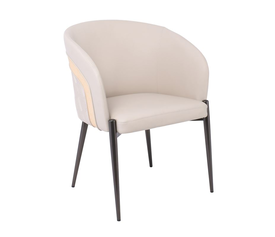 LENA Πολυθρόνα Μέταλλο Βαφή Μαύρο, Pu Μπεζ