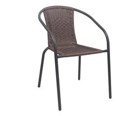 BALENO-W Πολυθρόνα Στοιβαζόμενη, Μέταλλο Βαφή Καφέ, Wicker Brown