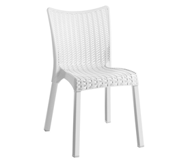 DORET Καρέκλα Στοιβαζόμενη PP Άσπρο, με πόδι αλουμινίου