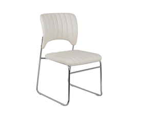 VENUS Καρέκλα Γραφείου Επισκέπτη, Στοιβαζόμενη Μέταλλο Χρώμιο, Pu Άσπρο