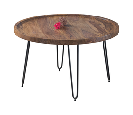 MATRI Τραπεζάκι Σαλονιού Καθιστικού, Μέταλλο Βαφή Μαύρο, Ξύλο Ακακία Φυσικό