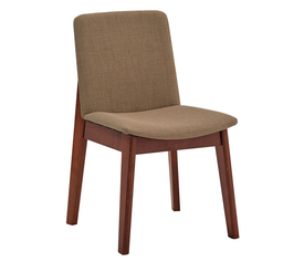 EMMA Καρέκλα Τραπεζαρίας Οξιά Καρυδί, Ύφασμα Καφέ