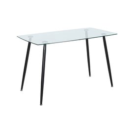 ROBY Τραπέζι  Τραπεζαρίας Κουζίνας, Μέταλλο Βαφή Μαύρο Γυαλί Clear