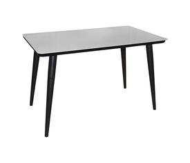 UNION Τραπέζι Τραπεζαρίας Κουζίνας, Μέταλλο Βαφή Μαύρo Γυαλί Άσπρο
