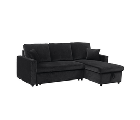 MONTREAL Καναπές - Κρεβάτι Γωνία Αναστρέψιμη με Χώρο Αποθήκευσης, Microfiber Μαύρο