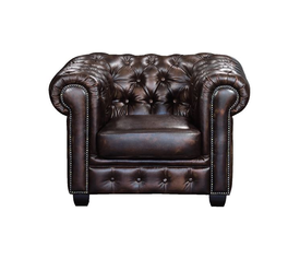 CHESTERFIELD Birmingham Πολυθρόνα Σαλονιού Καθιστικού,Δέρμα Απόχρωση Καφέ