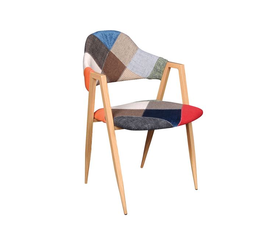 DELTA Πολυθρόνα Μέταλλο Βαφή Φυσικό, Ύφασμα Patchwork