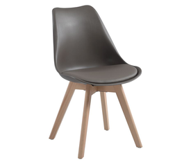 MARTIN Καρέκλα Τραπεζαρίας Κουζίνας, Ξύλο, PP Sand Beige, Αμοντάριστη Ταπετσαρία