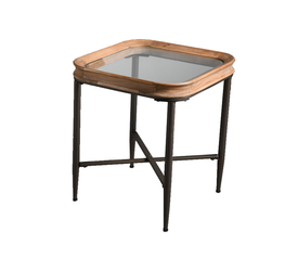MARAIS SIDE TABLE ΦΥΣΙΚΟ ΜΑΥΡΟ 45x45x51.5