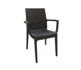 DAFNE Πολυθρόνα Τραπεζαρίας Κήπου Στοιβαζόμενη, PP Rattan Look UV Protection, Καφέ