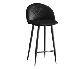 BELLA Σκαμπό BAR με Πλάτη, Μέταλλο Βαφή Μαύρο, Ύφασμα Velure Απόχρωση Μαύρο