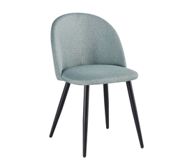 BELLA Καρέκλα Τραπεζαρίας, Μέταλλο Βαφή Μαύρο, Ύφασμα Απόχρωση Mixed Green