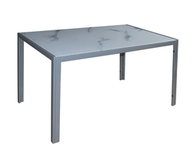 DEGO Τραπέζι Τραπεζαρίας - Κουζίνας, Μέταλλο Βαφή Γκρι, Γυαλί Άσπρο Μάρμαρο