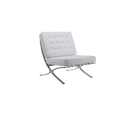 BARCELONA τ. Καρέκλα Σαλονιού Καθιστικού Inox - PU Άσπρο