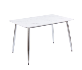 DATUM Τραπέζι Κουζίνας- Τραπεζαρίας, Μέταλλο Χρώμιο, Mdf Άσπρο Μάρμαρο