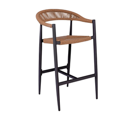 MADY Σκαμπό Bar, ALU Ανθρακί, Rope Wicker Φυσικό