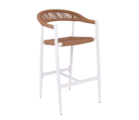 MADY Σκαμπό Bar, ALU Άσπρο, Rope Wicker Φυσικό