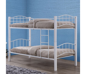 PALOMA Κρεβάτι Κουκέτα Μέταλλο Βαφή Άσπρο, Ξύλο Άσπρο