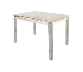 BLOSSOM Τραπέζι Τραπεζαρίας Κουζίνας Επεκτεινόμενο Mέταλλο Χρώμιο - Γυαλί Μπεζ