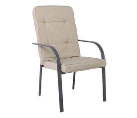 ASTOR Πολυθρόνα Κήπου - Βεράντας, Μέταλλο Βαφή Ανθρακί, Μαξιλάρι Μπεζ