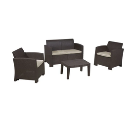 SAVANNA Set Σαλόνι Κήπου Βεράντας  K/D,  PP-UV Καφέ Μαξιλάρια Grey-White
