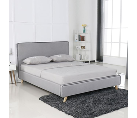 MORISSON BED , για Στρώμα 140/150 160x200cm, Ύφασμα Ανοιχτό Γκρι