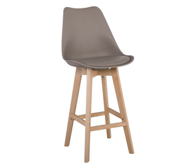 MARTIN Σκαμπό BAR Οξιά Φυσικό, PP-Pu Sand Beige, Μονταρισμένη Ταπετσαρία