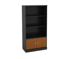 ΒΙΒΛΙΟΘΗΚΗ-Α Γραφείου, 3 Ράφια - Ντουλάπι Δίφυλλο, Απόχρωση Dark Grey - Cherry