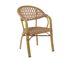 VEGERA Rattan Πολυθρόνα Dining Αλουμίνιο Φυσικό, Wicker Φυσικό, Στοιβαζόμενη